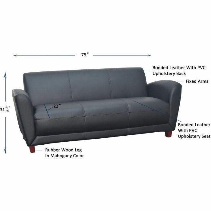 Lorell Accession Bonded Leather Reception Loveseat
